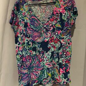 Lilly Pulitzer Floral V-Neck Women Top - Multicolor